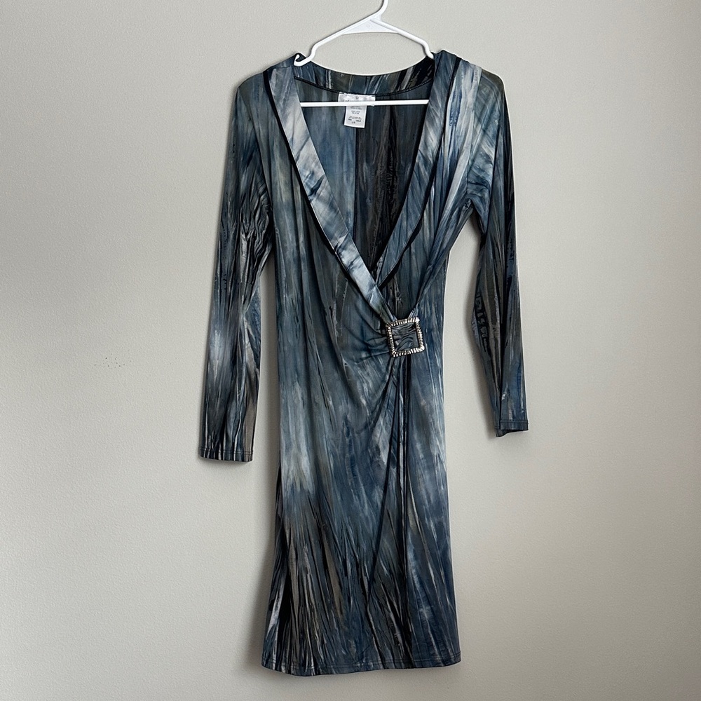Papillon Blanc Long Sleeve Dress in Blue and Black